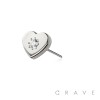 316L SURGICAL STEEL THREADLESS PUSH IN CLEAR CENTER CZ HEART TOP PART
